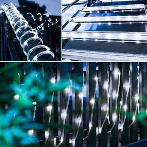 Luci a Corda LED a Bassa Tensione - 5mm, 50 LED, 3+5m, Bianco Opaco, Trasparenti, 8 Modalità di Lampeggio, IP44 - Ideali per - Product Image 2