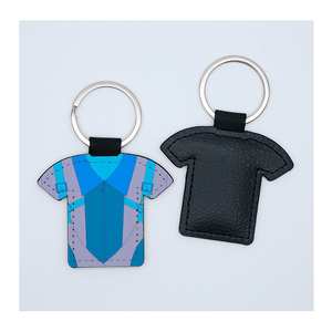 Venta al por mayor PU sublimación camiseta forma llavero en blanco logotipo personalizado impresión sublimación cuero llavero - Product Image 6