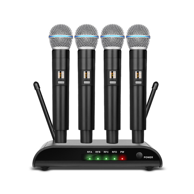 Biner R4-PRO Professional Handheld 4 Channels UHF Wireless Microphone Dynamic Microphone for Church,Stage Performance