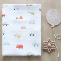 Couverture d'emmaillotage en mousseline 70 % bambou 30 % coton à motif voiture 47x47 pouces pour nouveau-né, anti-boulochage, portable, toutes saisons 2026