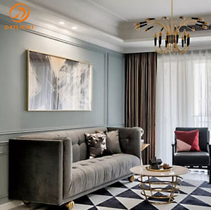 Chesterfield-juego de muebles de terciopelo con botón de tracción, muebles de bar de lujo personalizados, baratos, de fábrica - Product Image 3