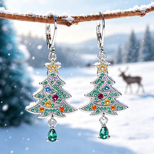 Orecchini a Goccia a Forma di Stella per Albero di Natale, Gioielli Festivi alla Moda per Donne - Product Image 1