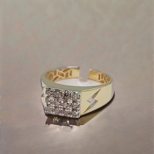 Elegante anillo de oro hecho a mano con diamantes para caballeros con diamantes cultivados en laboratorio - Product Image 1