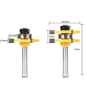 Fraise à rainurer à 3 dents avec queue de 8 mm pour le travail du bois et la finition des sols - Product Image 1
