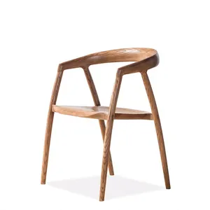 TPZ083 tabouret de maison européen moderne en bois massif de couleur noyer, chaise de café rétro, chaise de salle à manger de créateur suédoise - Product Image 1