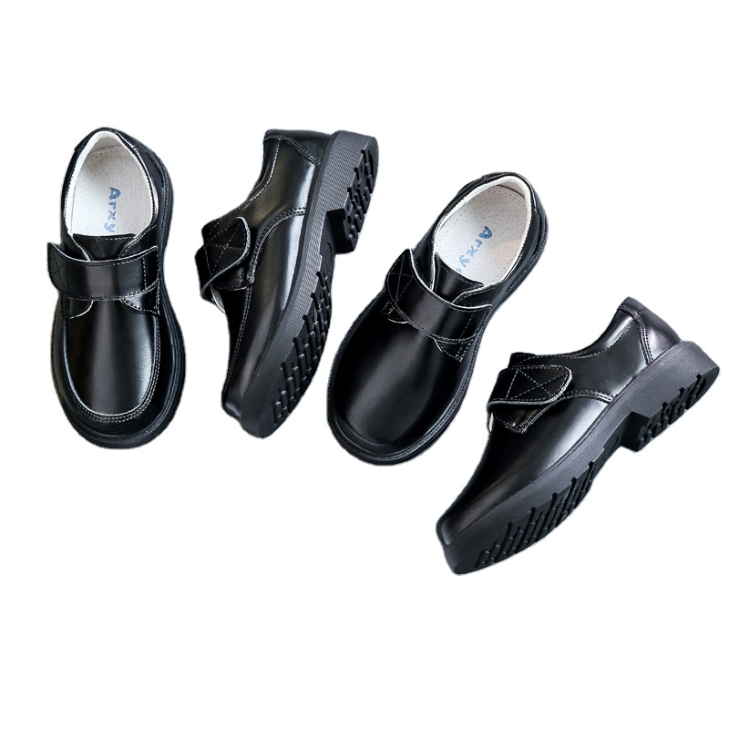 British style kids new spring 2021 children's small leather shoes with thick soles and antiskid for boys and girls