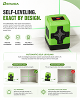 DERUIDA Vente en gros OEM Niveau laser vert 2 lignes, auto-nivelant, horizontal et vertical, outil de mesure à lignes croisées, mini niveau laser portatif