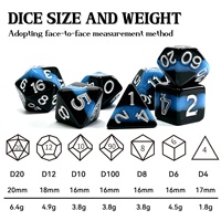 Lot de dés de jeu D&D polyédriques superposés en résine scintillante, noir et bleu nébuleuse, pour jeux de rôle et de société