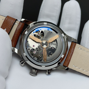 <strong>Men's</strong> Classic High-End Mechanical Watch Stainless Steel Case Genuine Leather Band Sapphire Crystal Moon Phase Pointer - Product Image 3