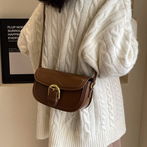 Sac bandoulière vintage marron pour femme, sac à main décontracté en cuir PU <span class=keywords><strong>de</strong></span> haute qualité avec quincaillerie dorée - Product Image 5