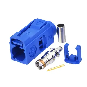 Conector Fakra azul conector Fakra C Jack hembra recto Coaxial de RF de crimpado conector para RG174 Cable automotriz GPS antena GSM