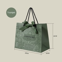 Sac fourre-tout classique en carton vert foncé portable pour bijoux, bougies et emballages d'artisanat - Sac cadeau haut de gamme avec impression couleur intégrale