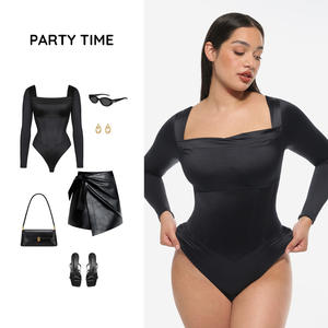 Body Moldeador para Mujer con Control de Abdomen, Cuello Cuadrado Retro, Corsé Incorporado, Copas Removibles, Transpirable, <span class=keywords><strong>3D</strong></span>, al por Mayor - Product Image 4