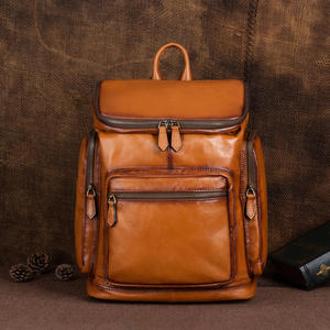 Sac à dos rétro pour hommes, poli à la main, en cuir de vache de première qualité, décontracté, à la mode, grande capacité, sac à bandoulière en cuir de vache véritable - Product Image 2