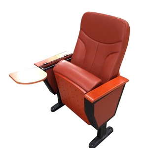 Silla de Auditorio Tapizada en Cuero Rojo con Reposabrazos y Bandeja para Teatro, Cine o Sala de Conferencias - Product Image 1