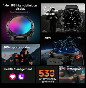 H5 Smartwatch IP68 Touch Screen Silicone GPS Sports Call Dialing Heart Rate Blood Oxygen Blood Pressure GloryFit - Product Image 6