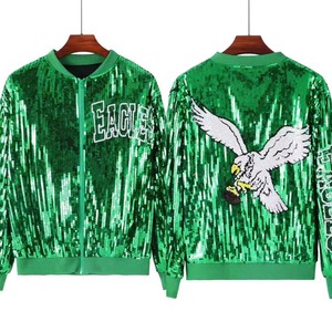 Giacche con <span class=keywords><strong>Paillettes</strong></span> Verdi Philadelphia Eagles, Abbigliamento per il Giorno della Partita, Maglia da Football Luccicante - Product Image 1