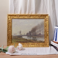 Décoration Murale Paysages Européens Fleurs Impression Vintage Cadre en Bois Luxe Toile Décoration Maison Mariage