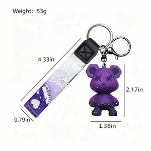 Porte-clés élégant en forme d'ours dégradé - Pendentif ours 3D tendance avec sangle pour usage quotidien, accessoires pour sac et clés <span class=keywords><strong>de</strong></span> voiture - Product Image 3