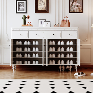 Organisateur <span class=keywords><strong>de</strong></span> chaussures en <span class=keywords><strong>bois</strong></span> néoclassique <span class=keywords><strong>de</strong></span> luxe avec <span class=keywords><strong>frise</strong></span> festonnée, 4 compartiments, emballage KD, armoire <span class=keywords><strong>de</strong></span> rangement pour chaussures, directement <span class=keywords><strong>de</strong></span> l'usine - Product Image 6