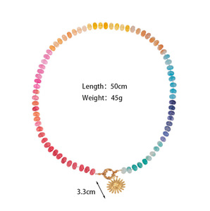 Collier pendentif cœur fleur tendance pour femme, collier ras du cou en perles de verre colorées, bijoux à la mode - Product Image 4