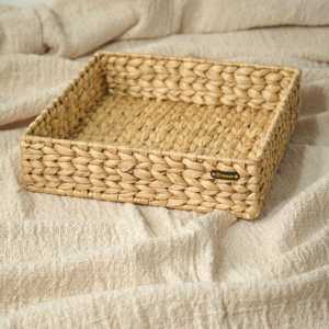 Rustic Handwoven Water Hyacinth <b>Storage</b> <b>Basket</b> <b>Rectangular</b> Woven Tray Artisanal Home Decor Box for Bathroom and Kitchen - Product Image 4