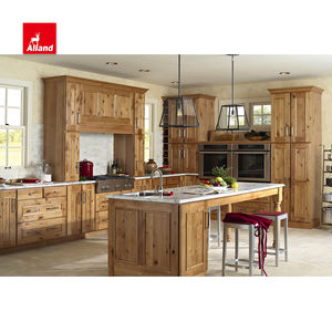 Bon <span class=keywords><strong>prix</strong></span> Personnalisé Teinté Rustique Noueux Bois Massif Nature Bois Shaker Conception d'armoire de cuisine avec îlot Cuisine Fonctionnelle - Product Image 2