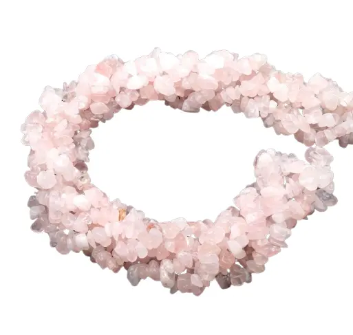 Colar de pedra preciosa rosa rosa quartzo irregular 7-10mm com cordão de contas para fazer peças DIY