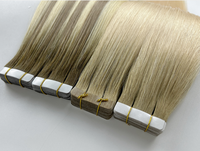 Extensions de cheveux humains vierges Remy 100% lisses, double épaisseur, avec bande adhésive fine en PU invisible