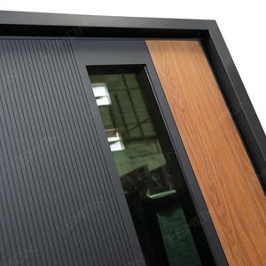 Portes d'entrée pivotantes en aluminium noires résidentielles américaines pour maison, résistantes aux impacts d'ouragan, antivol, avec design en grille de verre - Product Image 6
