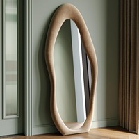 Miroir mural moderne en flanelle, fait à la main, avec cadre en bois, surdimensionné, debout, pleine longueur, au sol, design irrégulier