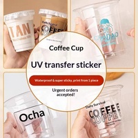 Autocollant pour tasse à café, logo, étiquette en cristal, personnalisé, thé au lait, transparent, imperméable, adhésif, autocollant de transfert UV