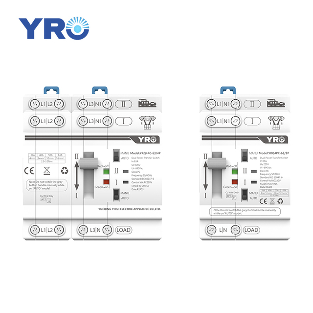 YRO Dual Power Transfer Switch Change Over Switch Device 2P 63A ATS Panel Double Power Automatic Transfer Switch Electric
