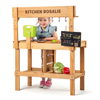 ANNA & BECK Grande Cuisine de Jeu en Bois de Pin, Station de Jeu Extérieure Durable avec Évier et Cuisinière, Jouet de Simulation de Cuisine pour Jardin et Cour Arrière 3+
