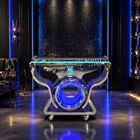 Consola de DJ Portátil Moderna LiqVis con Logotipo Personalizado, Mesa de DJ de Acero Inoxidable con Espejo, Cabina de DJ con Luces LED de Colores para Fiestas, Festivales y Eventos