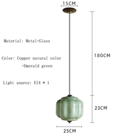 Suspension vintage en verre vert céladon en forme de citrouille, réglable, câblée, lumière blanc chaud, certifiée pour îlot de cuisine