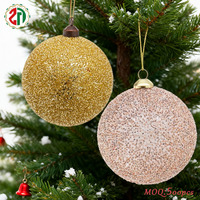 Boule de Noël artisanale de luxe avec paillettes dorées et or rose intégrées, ornement suspendu pour arbre de Noël, boule épaisse, décoration de fête festive
