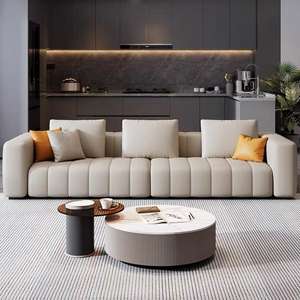 Ensemble de canapés de salon design moderne ceinture en acier inoxydable tissu velours pour villas et centres commerciaux - Product Image 3