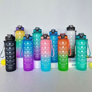 Custom Wholesale Sales 32oz Leakproof BPA Free Drinking <b>Water</b> <b>Bottle</b> <b>with</b> <b>Time</b> Marker & Straw - Product Image 1