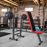 Máquina de press de banca plegable todo en uno con almacenamiento de pesas, equipo de gimnasio ajustable para el hogar