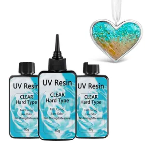 Siap untuk dikirim Gloss tinggi UV menyembuhkan Resin epoksi 50G UV transparan surya diaktifkan lem untuk membuat perhiasan cepat menyembuhkan