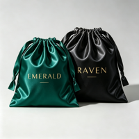 Sac en soie personnalisé avec logo de marque, sac en satin élégant, pochette en satin lavable avec cordon de serrage pour emballage cadeau d'extensions capillaires