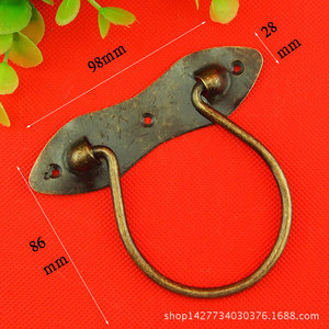 Poignée de meuble en forme d'anneau 98 mm x 28 mm en fer style antique pour armoire et boîte en bois, durable - Product Image 1