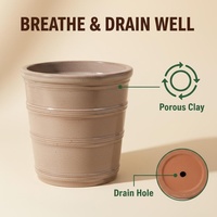Lot de 3 pots de fleurs en céramique au design moderne avec finition émaillée – Jardinières durables pour patio, jardin et rebords de fenêtre