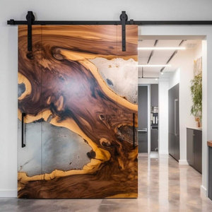 <span class=keywords><strong>Puertas</strong></span> Corredizas de Madera Maciza con Borde Natural y Resina Epoxi, Hechas a Medida, Decoración de Lujo para Villas - Product Image 2