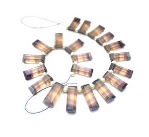 Piedras preciosas de fluorita marrón de 1 hebra de alta calidad, forma de rectángulo facetado, hermosas cuentas de Brioletet para la fabricación de joyas - Product Image 3