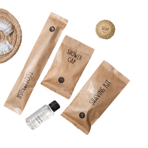 Eco Friendly Biodegradable Disposable Hotel Amenities <b>Set</b> with Moisturizing Mini Shower Gel Shampoo Straw Toothbrush <b>Soaps</b> - Product Image 1
