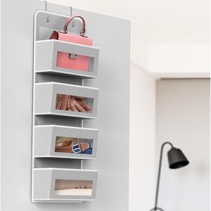 Organizador de Almacenamiento para Colgar Sobre la Puerta con 4 Bolsillos, Organizador de Armario Colgante para Productos de Bebé con Ventanas Transparentes, Color Gris - Product Image 6