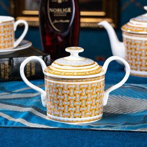 Service à café en porcelaine de Chine fine, 15 pièces, motif mosaïque, avec tasses et soucoupes, pot à café en porcelaine de Chine fine, service à thé et à café - Product Image 4