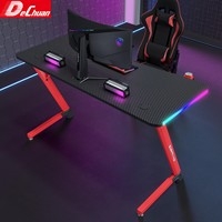 Table de jeu noire commerciale avec éclairage RGB et crochet pour casque